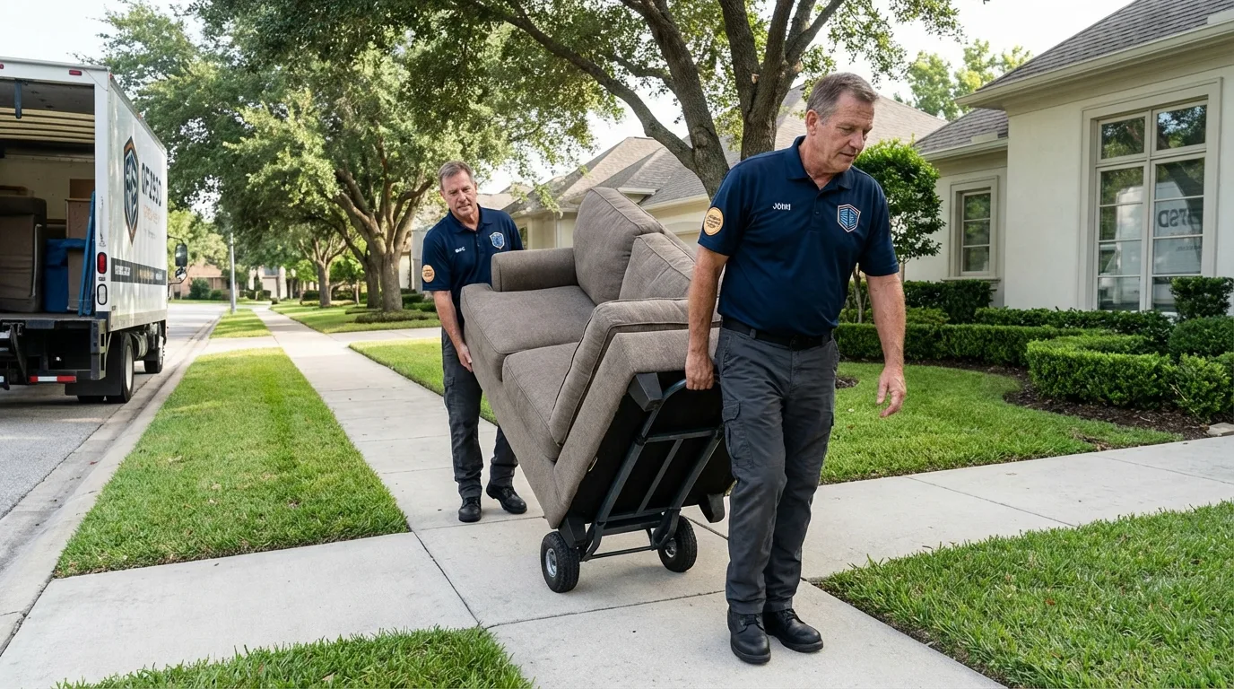 Local residential moving crew loading furniture in Belmont, NH